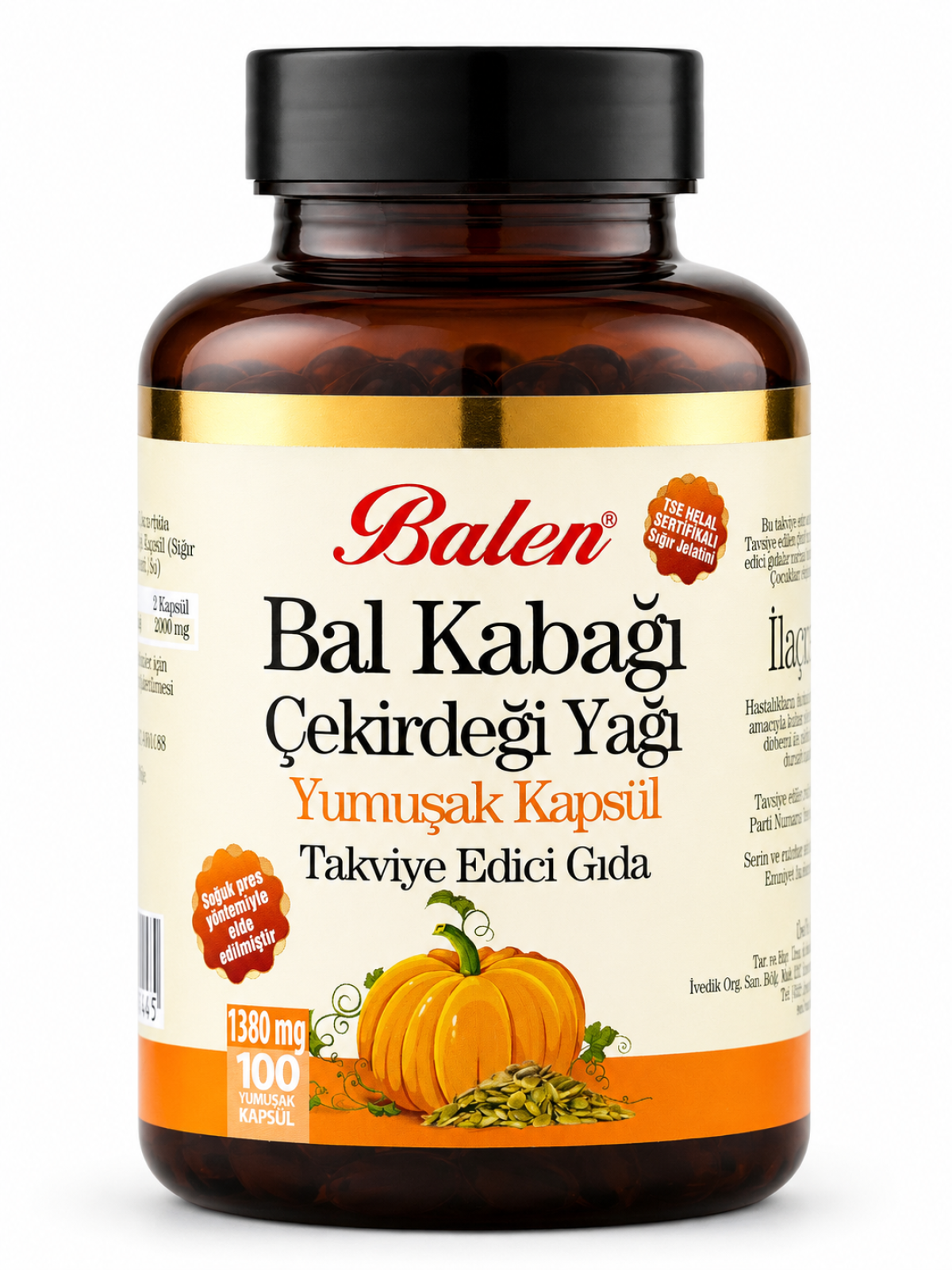 BAL KABAĞI ÇEKİRDEĞİ YAĞI YUMUŞAK KAPSÜL 1380 MG*100 BAL KABAĞI ÇEKİRDEĞİ YAĞI YUMUŞAK KAPSÜL 1380 MG*100