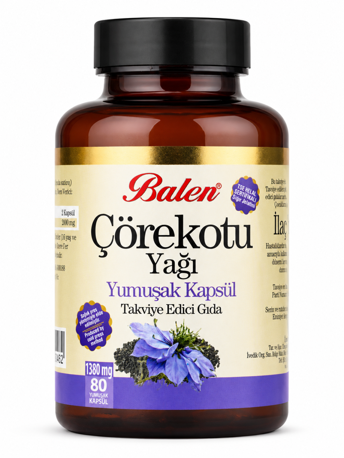 ÇÖREKOTU YAĞI YUMUŞAK KAPSÜL 1380 MG*80