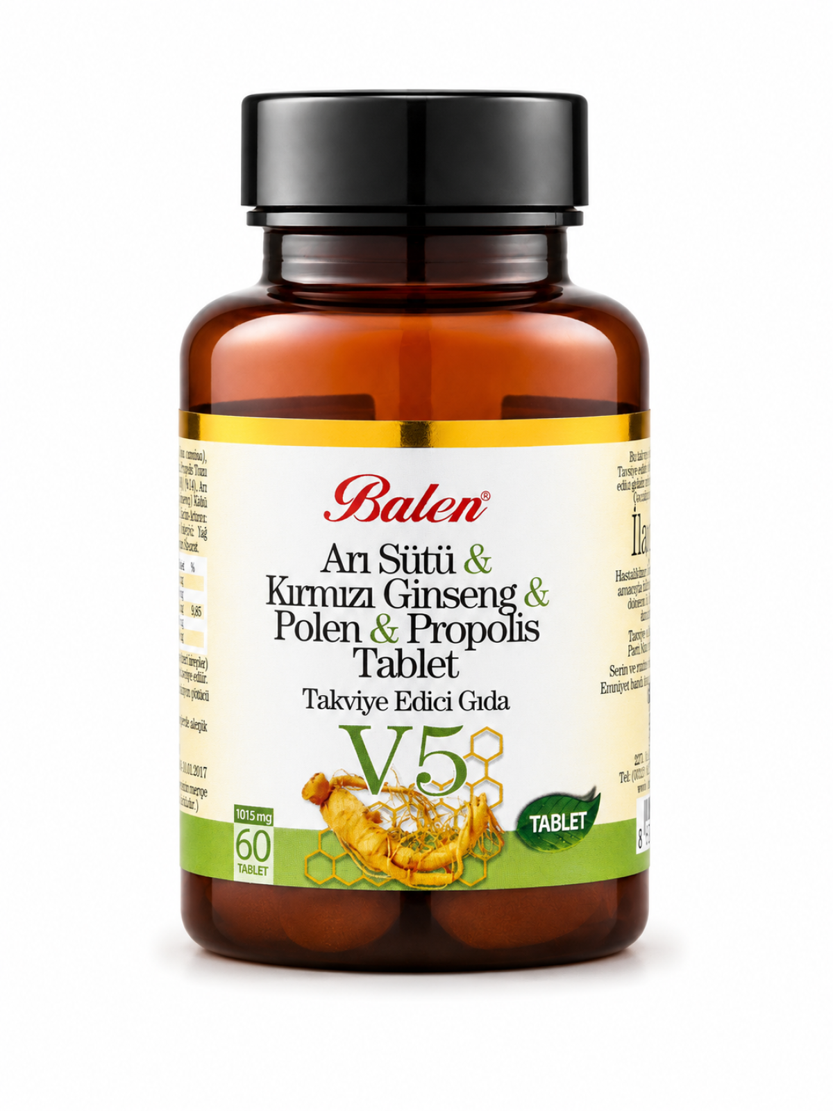 Balen (V5) Arı Sütü& Ginseng& Polen& Propolis Tablet 1015 Mg* 60 Balen (V5) Arı Sütü& Ginseng& Polen& Propolis Tablet 1015 Mg* 60