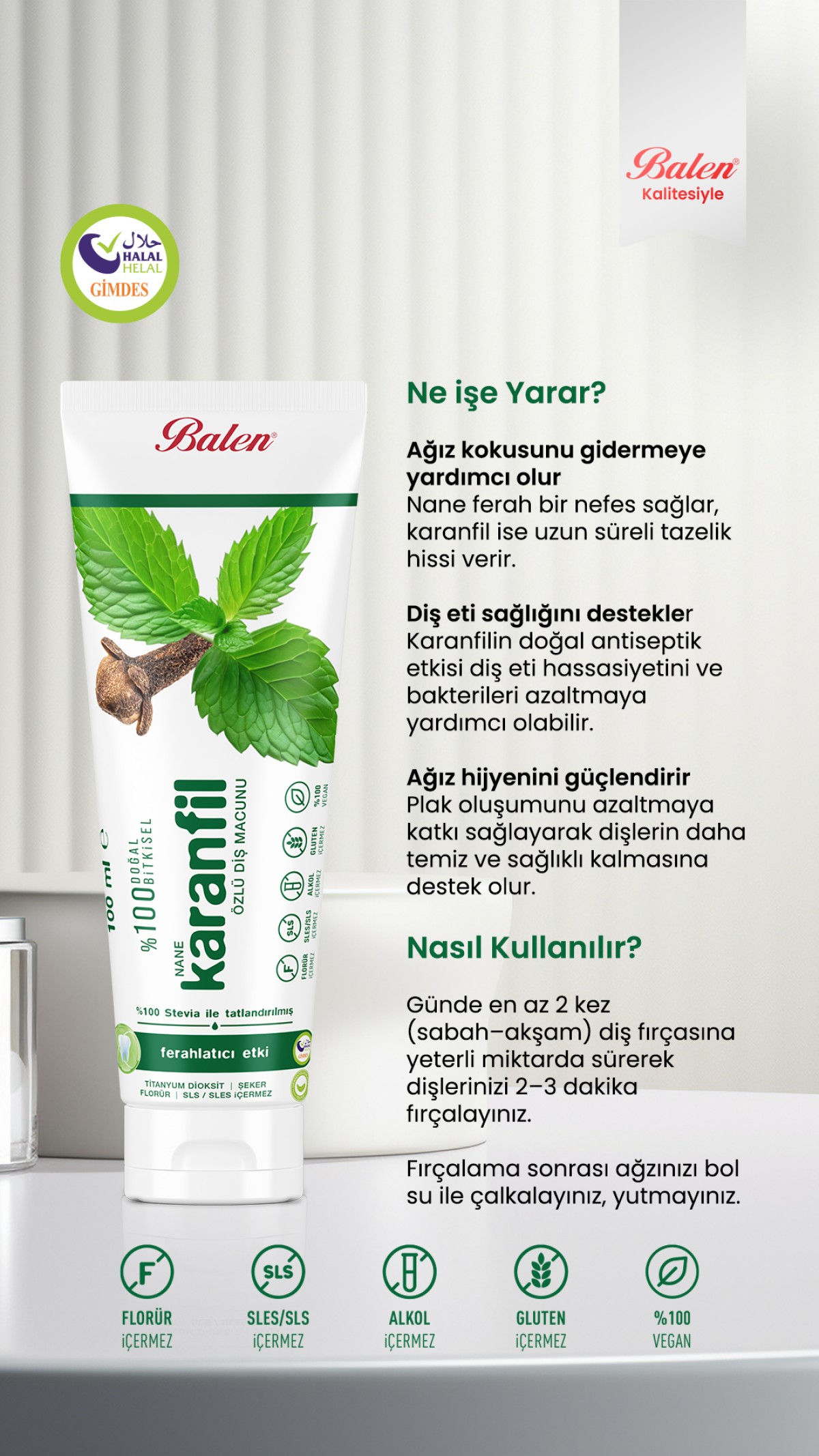 Doğal Nane & Karanfil Özlü Diş Macunu * 100 ML