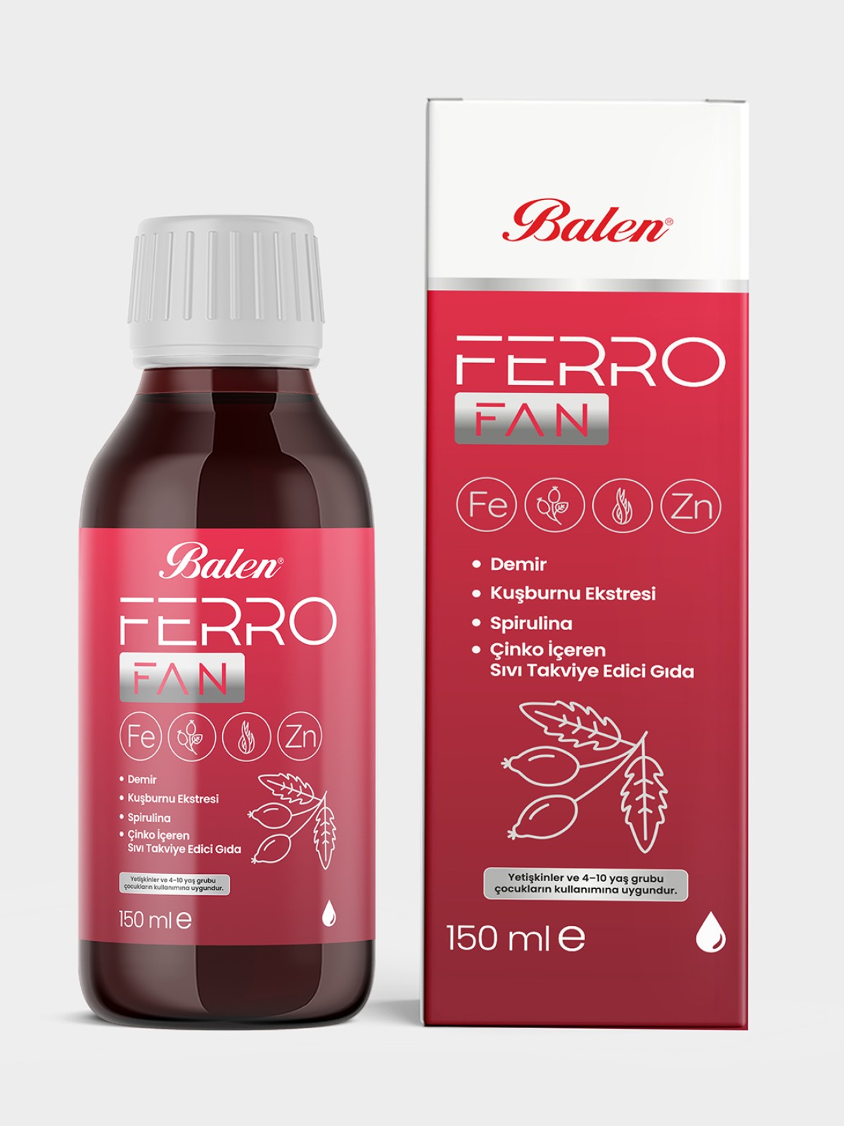 FERROFAN DEMİR, KUŞBURNU EKS., SPİRULİNA, ÇİNKO İÇEREN ŞURUP 150 ML FERROFAN DEMİR, KUŞBURNU EKS., SPİRULİNA, ÇİNKO İÇEREN ŞURUP 150 ML