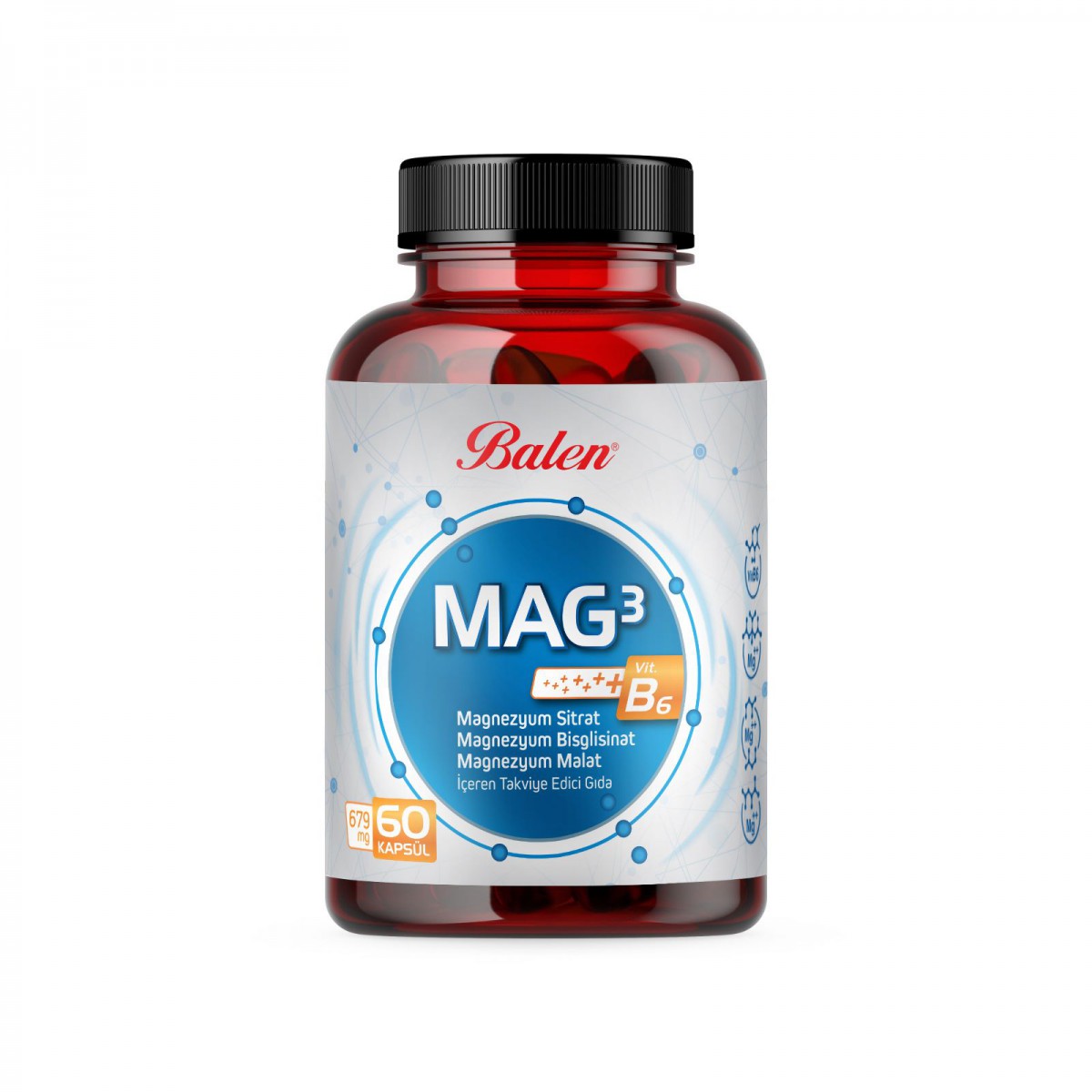 Mag 3 Magnezyum Sitrat & Bisglisinat & Malat 679 mg *60 kapsül