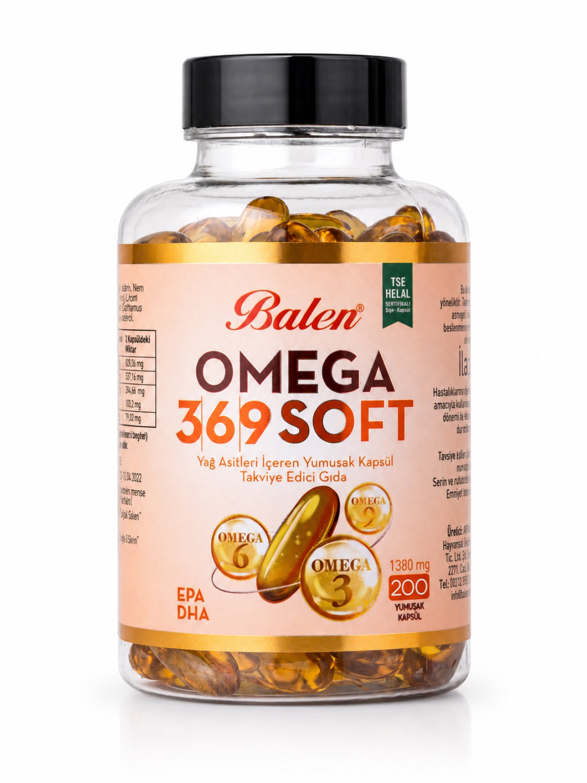 OMEGA 3,6,9 SOFT YAĞ ASİTLERİ İÇEREN YUMUŞAK KAPSÜL 1380 MG*200 OMEGA 3,6,9 SOFT YAĞ ASİTLERİ İÇEREN YUMUŞAK KAPSÜL 1380 MG*200