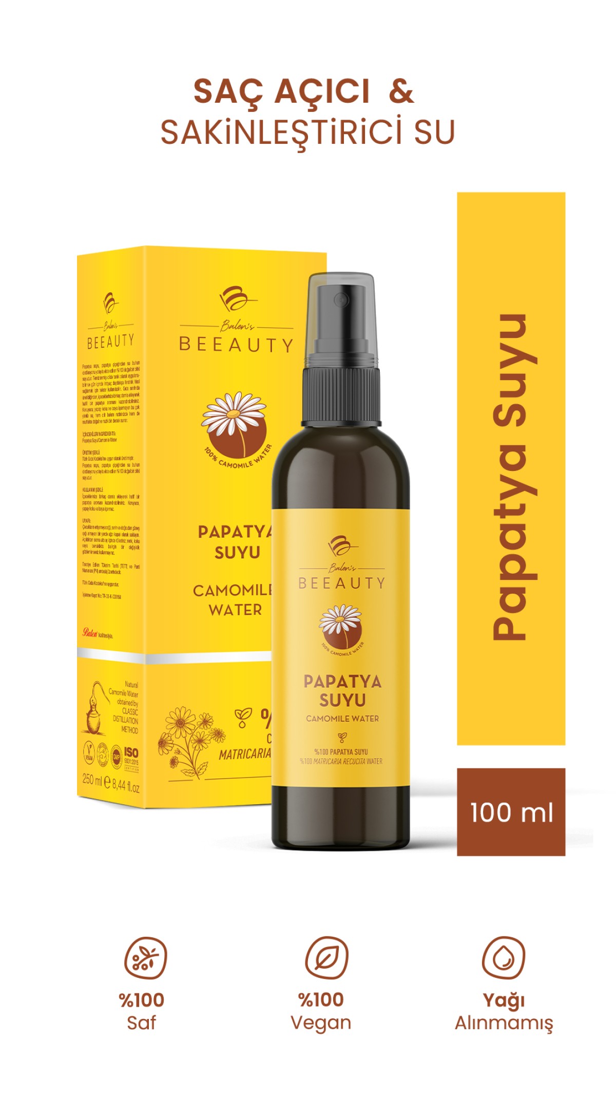 SAF PAPATYA HİDROSOLÜ * 250 ML SAF PAPATYA HİDROSOLÜ * 250 ML