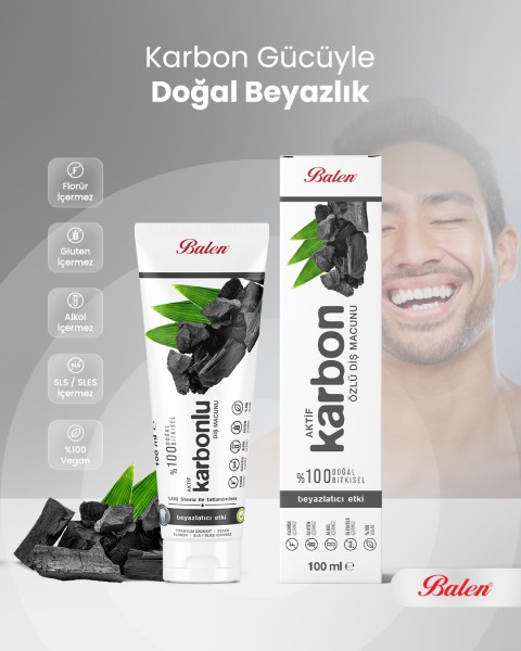 Doğal AKtif Karbon Özlü Diş Macunu * 100 ML