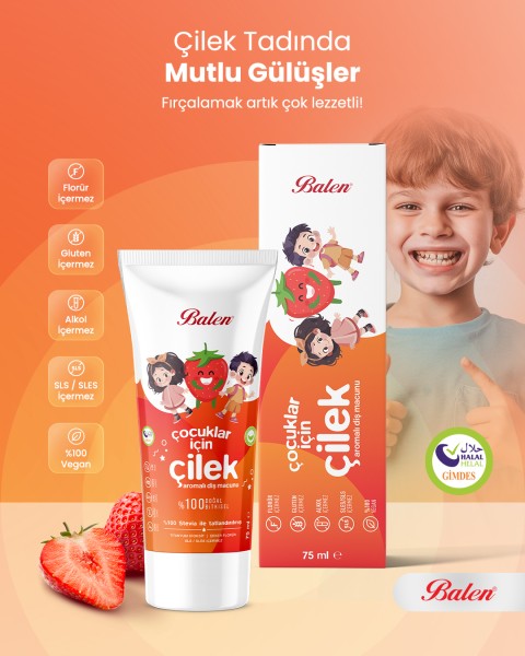 Doğal Çocuklar İçin Çilek Özlü Diş Macunu * 75 ML