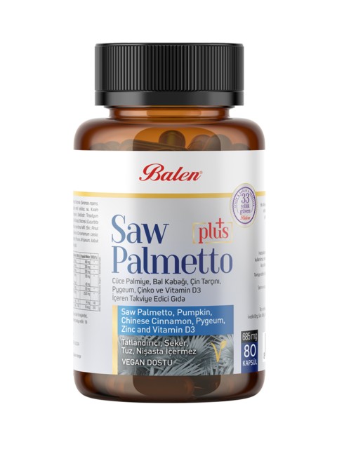 SAW PALMETTO PLUS CÜCE PALM.ÇİN.VİT D3 KAPSÜL 685 mg* 80 KAPSÜL